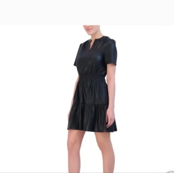 Vigoss Black Faux Leather Dress - Picture 3 of 4